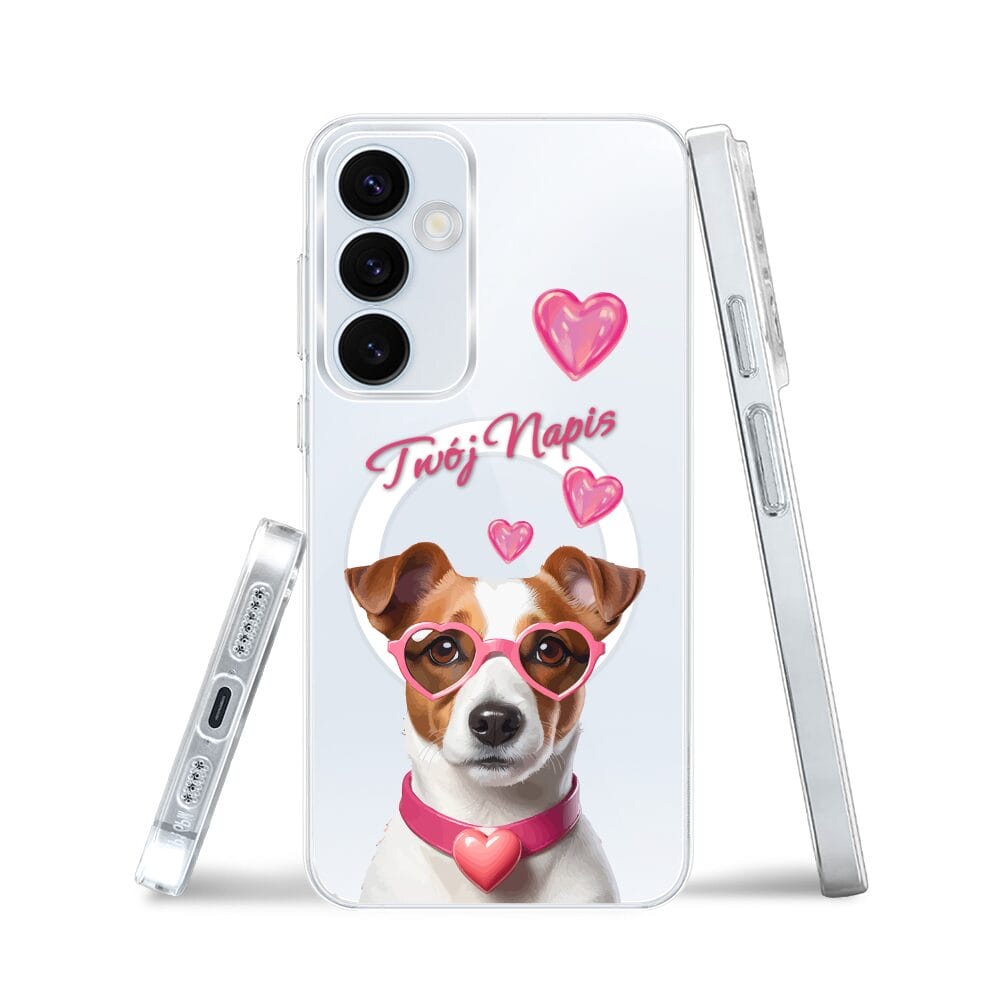 Etui do Samsung Galaxy A55 5G z MagSafe przeźroczyste, silikonowe Flexi, Puppy Love, pies rasy Jack Russell Terrier - obrazek 3