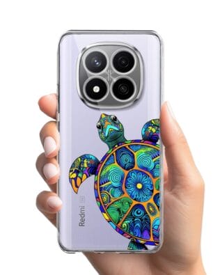 Etui do Xiaomi Redmi Note 14 Pro 4G przeźroczyste, silikonowe Flexi, Dzika Mandala, Żółw