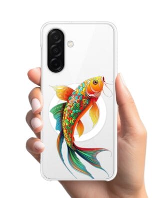 Etui do Samsung Galaxy A26 5G z MagSafe przeźroczyste, silikonowe Flexi, Dzika Mandala, Złota ryba