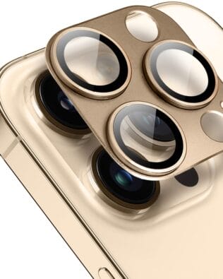 Metalowa osłona na cały aparat z wbudowanymi szkłami do iPhone 13 Pro Max, złota