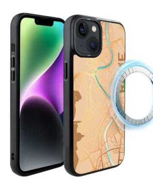 Etui do iPhone 14 IBIZU DropGuard Matt z MagSafe, Mapy Świata, Rome