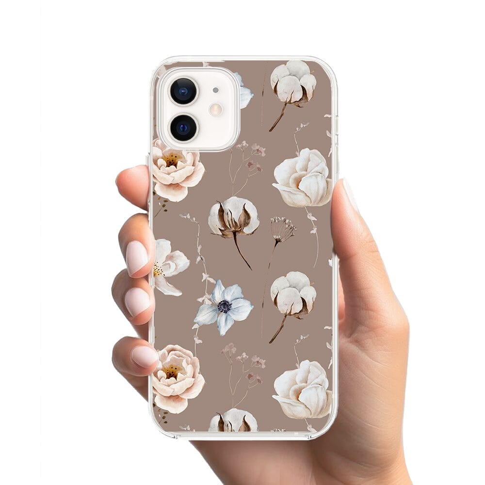 Etui do iPhone 12 przeźroczyste, silikonowe Flexi, akwarelowe kwiatki - obrazek 2