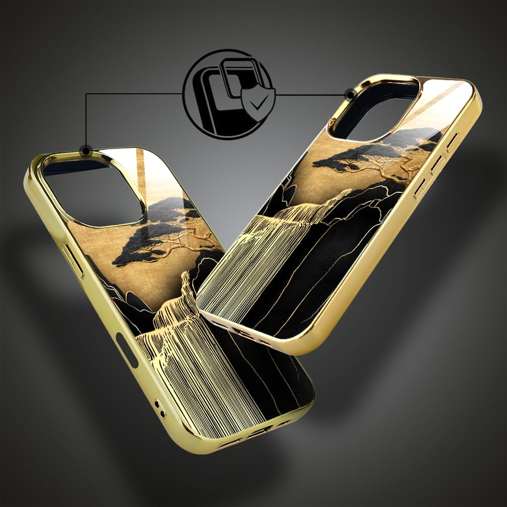 Etui do iPhone 16 Pro IBIZU Elite Glass z MagSafe Magia Azji, Złoty wodospad, złote - obrazek 3