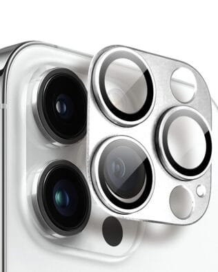 Metalowa osłona na cały aparat z wbudowanymi szkłami do iPhone 14 Pro Max, srebrna