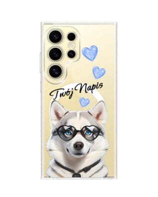 Etui do Samsung Galaxy S24 Ultra z MagSafe przeźroczyste, silikonowe Flexi, Puppy Love, pies rasy Husky