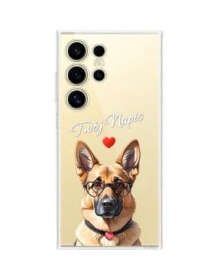 Etui do Samsung Galaxy S24 Ultra przeźroczyste, silikonowe Flexi, Puppy Love, pies rasy Owczarek Niemiecki