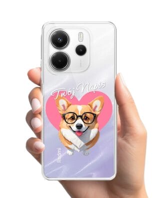 Etui do Xiaomi Redmi Note 14 4G przeźroczyste, silikonowe Flexi, Puppy Love, pies rasy Corgi