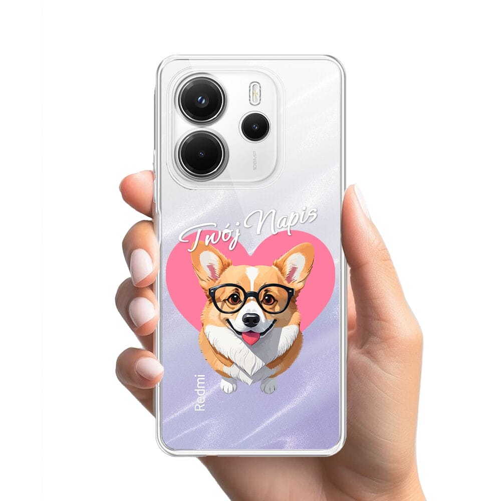 Etui do Xiaomi Redmi Note 14 4G przeźroczyste, silikonowe Flexi, Puppy Love, pies rasy Corgi - obrazek 2