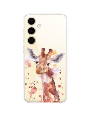 Etui do Samsung Galaxy S24 przeźroczyste, silikonowe Flexi, Akwarelowe Zoo, Żyrafa