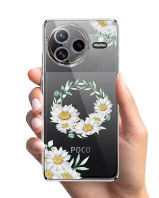 Etui do Xiaomi POCO F7 Ultra przeźroczyste, silikonowe Flexi, wianek stokrotek