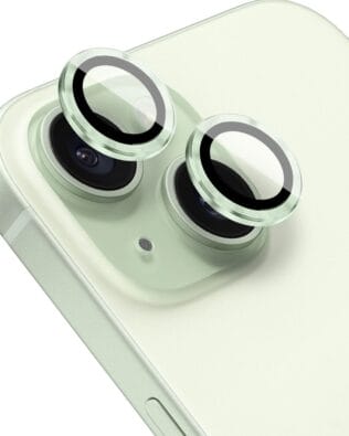 Metalowa osłona obiektywu aparatu ze szkła hartowanego 9H do iPhone 15 Plus, 1 zestaw, jasna zieleń