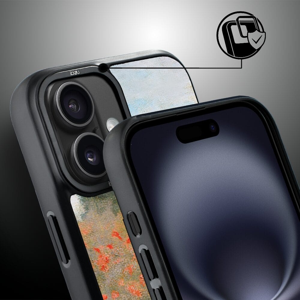 Etui do iPhone 16 IBIZU DropGuard Matt z MagSafe, Claude Monet, pole maków - obrazek 3