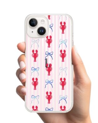 Etui do iPhone 13 przeźroczyste, silikonowe Flexi, krab i kokardki