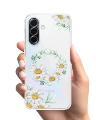 Etui do Samsung Galaxy A36 5G przeźroczyste, silikonowe Flexi, wianek stokrotek