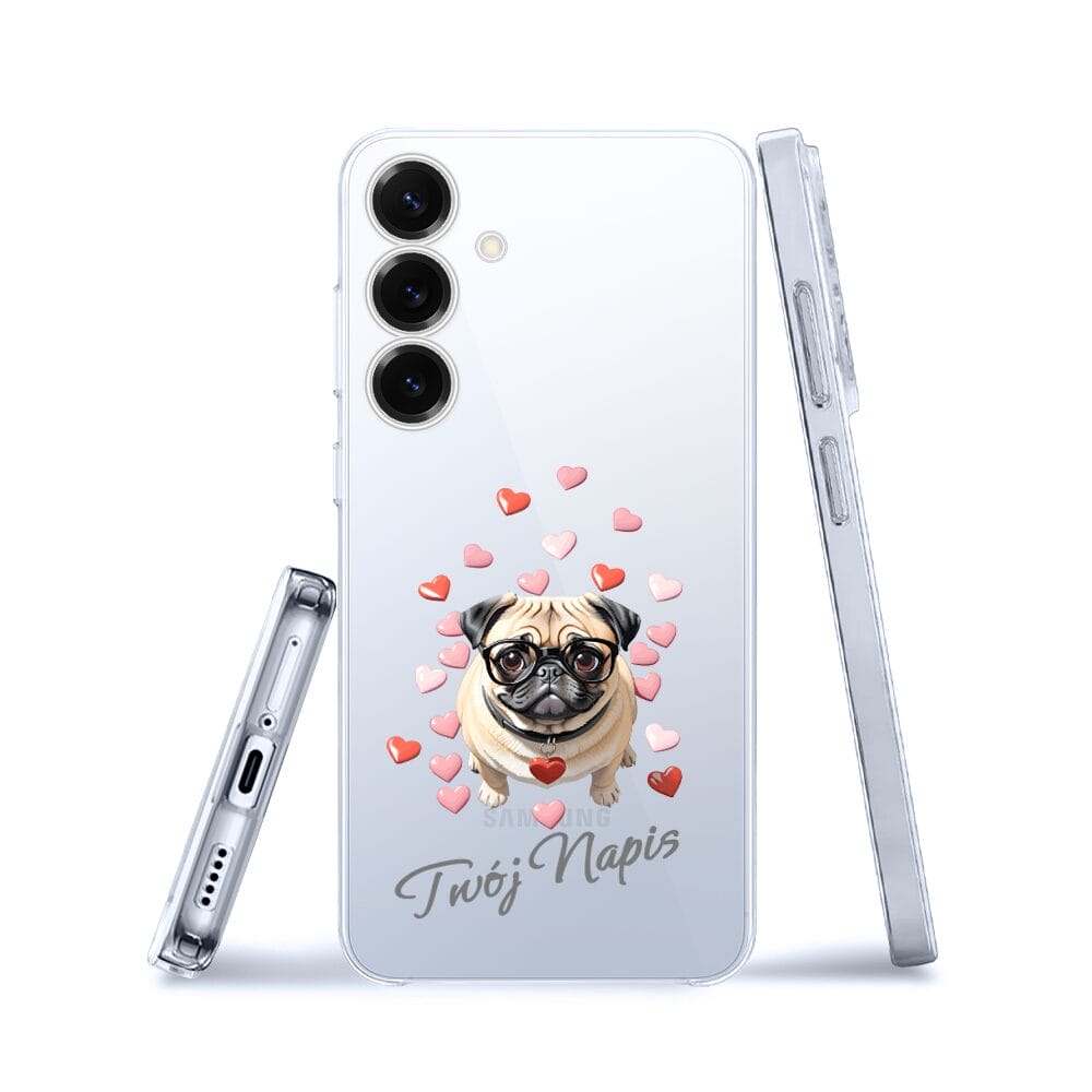 Etui do Samsung Galaxy S25 Plus przeźroczyste, silikonowe Flexi, Puppy Love, pies rasy Mops - obrazek 3