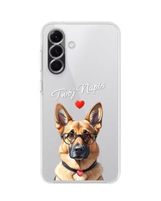 Etui do Samsung Galaxy A56 5G przeźroczyste, silikonowe Flexi, Puppy Love, pies rasy Owczarek Niemiecki
