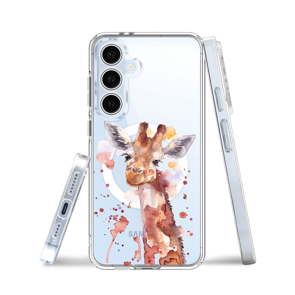 Etui do Samsung Galaxy S24 FE z MagSafe przeźroczyste, silikonowe Flexi, Akwarelowe Zoo, Żyrafa - obrazek 3
