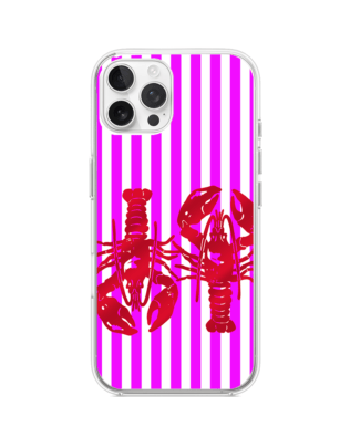 Etui do iPhone 12 Pro przeźroczyste, silikonowe Flexi, kraby z różowymi paskami