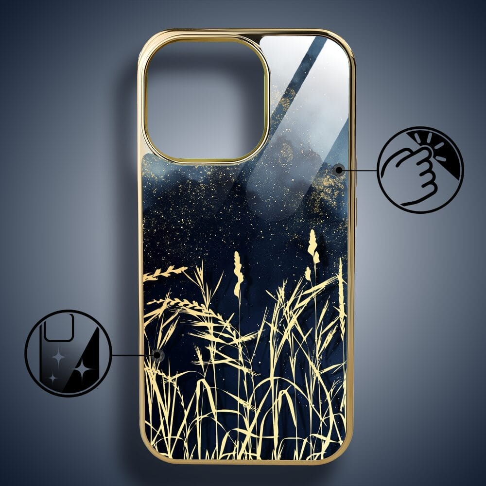 Etui do iPhone 16 Pro Max IBIZU Elite Glass z MagSafe Kwiaty, Złote trawy o zmierzchu, złote - obrazek 2