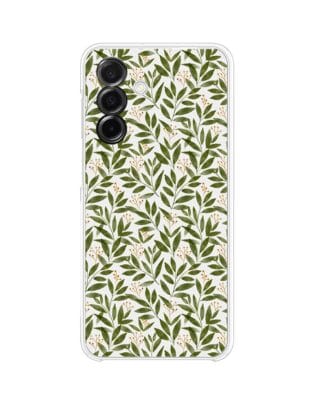 Etui do Samsung Galaxy A26 5G przeźroczyste, silikonowe Flexi, zielone gałązki