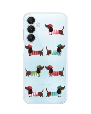 Etui do Samsung Galaxy M35 5G przeźroczyste, silikonowe Flexi, jamnik w Paryżu