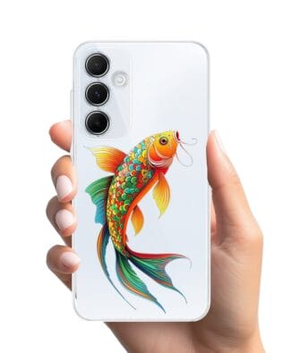 Etui do Samsung Galaxy A55 5G przeźroczyste, silikonowe Flexi, Dzika Mandala, Złota ryba