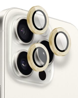 Metalowa osłona obiektywu aparatu ze szkła hartowanego 9H do iPhone 15 Pro, 1 zestaw, złota