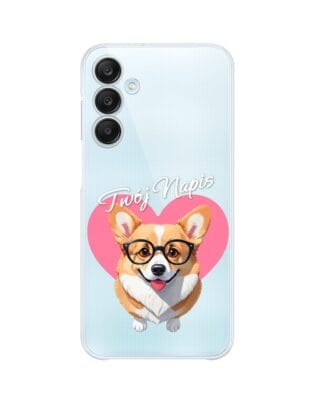 Etui do Samsung Galaxy M35 5G przeźroczyste, silikonowe Flexi, Puppy Love, pies rasy Corgi