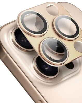 Metalowa osłona na cały aparat z wbudowanymi szkłami do iPhone 16 Pro Max, złota