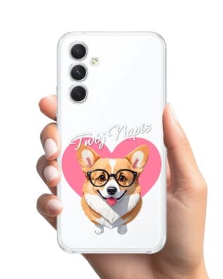 Etui do Samsung Galaxy A54 5G przeźroczyste, silikonowe Flexi, Puppy Love, pies rasy Corgi