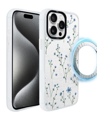 Etui do iPhone 15 Pro Max IBIZU DropGuard Matt z MagSafe, Pastel Bloom, Niebieski sen