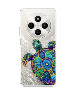 Etui do Xiaomi POCO C75 przeźroczyste, silikonowe Flexi, Dzika Mandala, Żółw