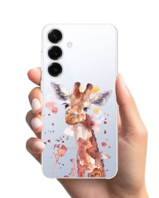 Etui do Samsung Galaxy S25 przeźroczyste, silikonowe Flexi, Akwarelowe Zoo, Żyrafa
