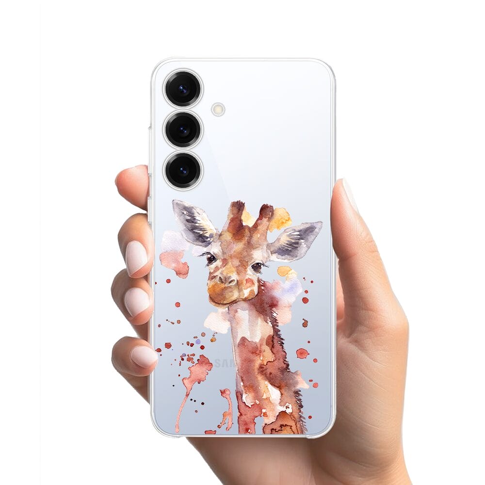 Etui do Samsung Galaxy S25 przeźroczyste, silikonowe Flexi, Akwarelowe Zoo, Żyrafa - obrazek 2