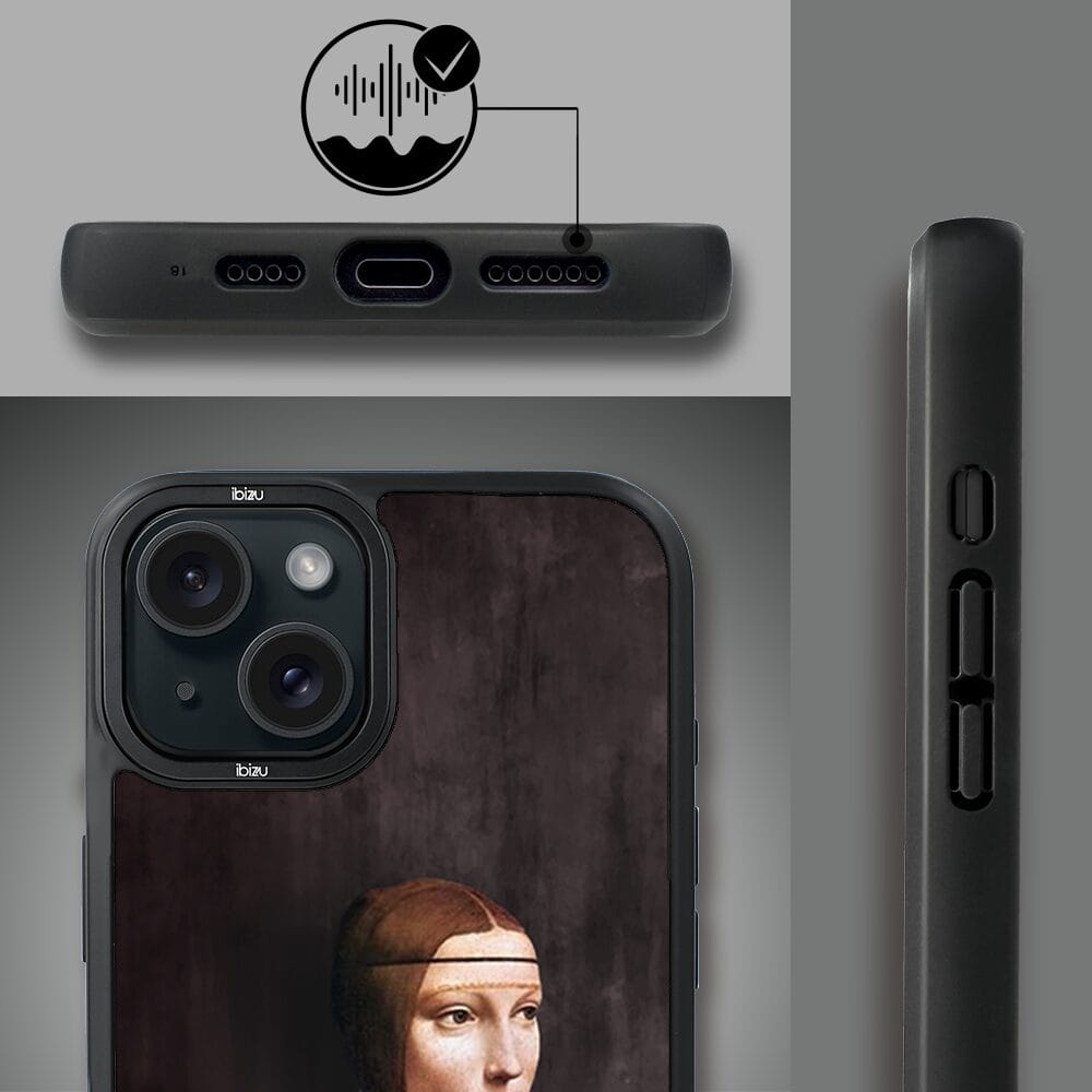 Etui do iPhone 15 IBIZU DropGuard Matt z MagSafe, Leonardo Da Vinci, dama z kotem - obrazek 6