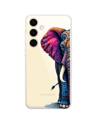 Etui do Samsung Galaxy S24 przeźroczyste, silikonowe Flexi, Dzika Mandala, Słoń