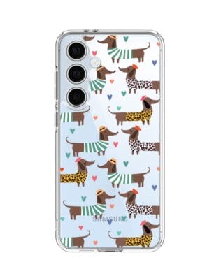 Etui do Samsung Galaxy S24 FE przeźroczyste, silikonowe Flexi, zakochane jamniki