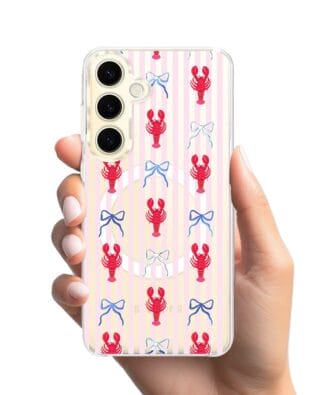 Etui do Samsung Galaxy S24 Plus z MagSafe przeźroczyste, silikonowe Flexi, krab i kokardki