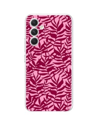 Etui do Samsung Galaxy A54 5G przeźroczyste, silikonowe Flexi, bordowe liście