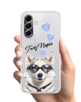 Etui do Samsung Galaxy A56 5G przeźroczyste, silikonowe Flexi, Puppy Love, pies rasy Husky