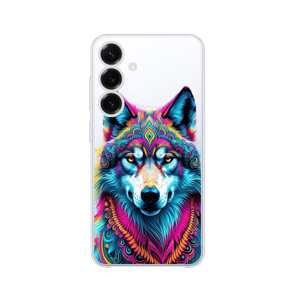 Etui do Samsung Galaxy S25 Plus przeźroczyste, silikonowe Flexi, Dzika Mandala, Wilk