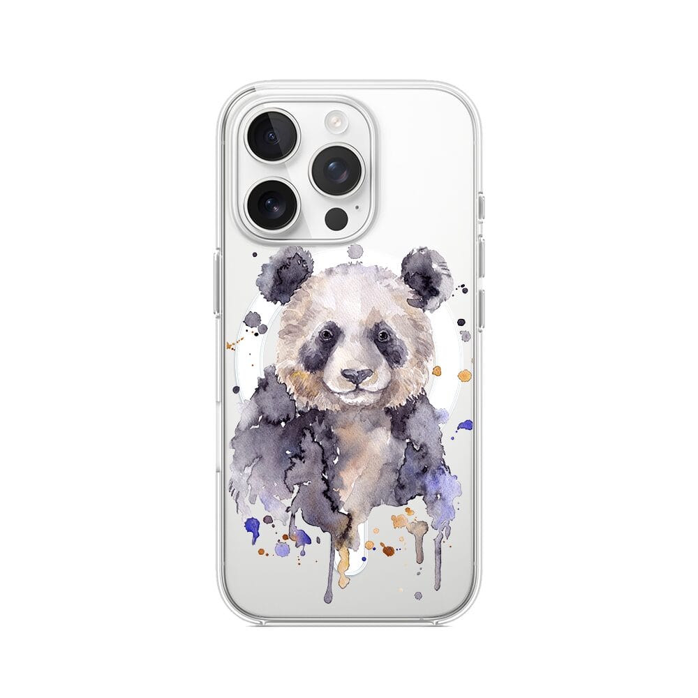 Etui do iPhone 16 Pro Max z MagSafe przeźroczyste, silikonowe Flexi, Akwarelowe Zoo, Panda