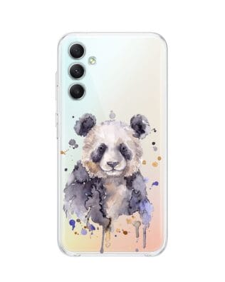 Etui do Samsung Galaxy A34 5G przeźroczyste, silikonowe Flexi, Akwarelowe Zoo, Panda