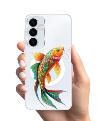 Etui do Samsung Galaxy A35 5G z MagSafe przeźroczyste, silikonowe Flexi, Dzika Mandala, Złota ryba