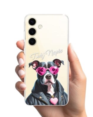 Etui do Samsung Galaxy S24 Plus przeźroczyste, silikonowe Flexi, Puppy Love, pies rasy Amstaff
