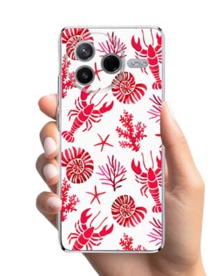 Etui do Xiaomi POCO F7 Pro przeźroczyste, silikonowe Flexi, krab, muszle