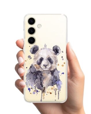 Etui do Samsung Galaxy S24 przeźroczyste, silikonowe Flexi, Akwarelowe Zoo, Panda