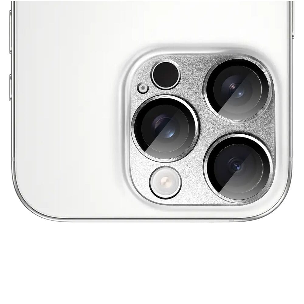 Metalowa osłona na cały aparat z wbudowanymi szkłami do iPhone 16 Pro Max, srebrna - obrazek 3