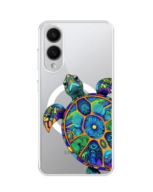 Etui do Samsung Galaxy S25 Edge z MagSafe przeźroczyste, silikonowe Flexi, Dzika Mandala, Żółw