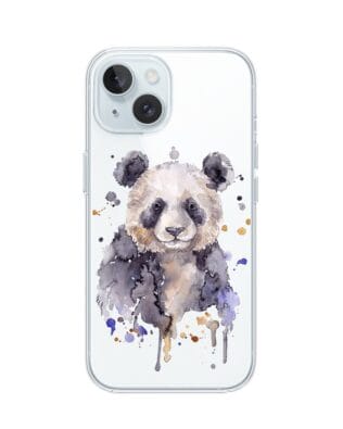 Etui do iPhone 15 Plus przeźroczyste, silikonowe Flexi, Akwarelowe Zoo, Panda